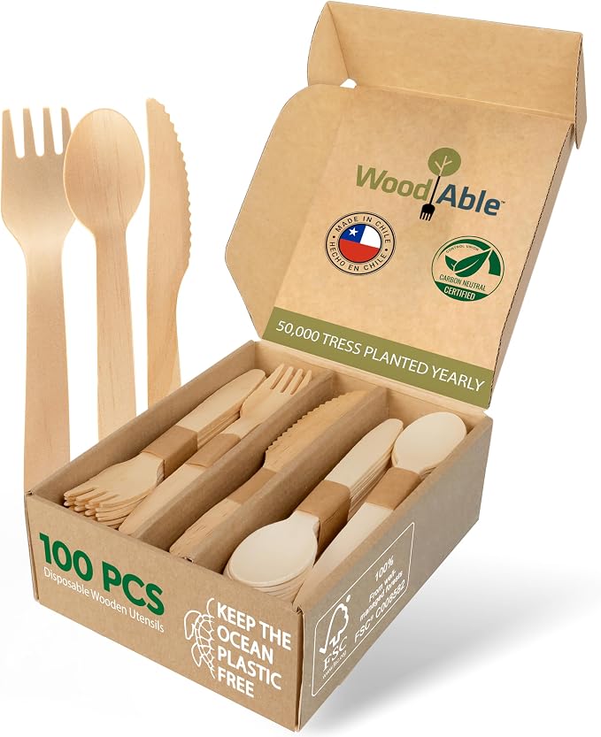 Disposable Wooden Cutlery Set by WoodAble