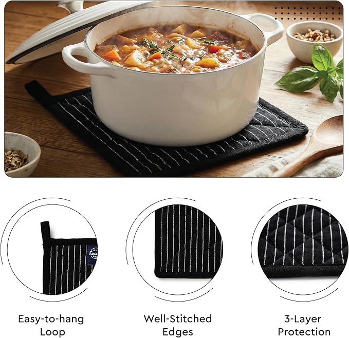 Encasa XO Heat Resistant 100% Cotton Oven Glove & Potholder Set - Image 4
