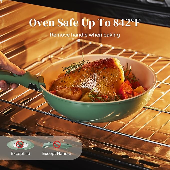 Redchef Ceramic Cookware Set, Removable Handle Pots and Pans Non-Stick - Image 2