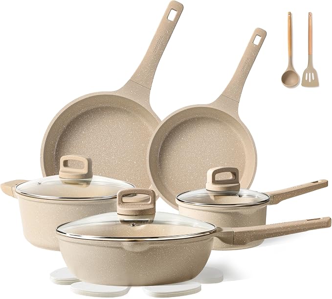 CAROTE 14 Pcs Pots and Pans Set Nonstick, Induction Kitchen Cookware Sets by CAROTE