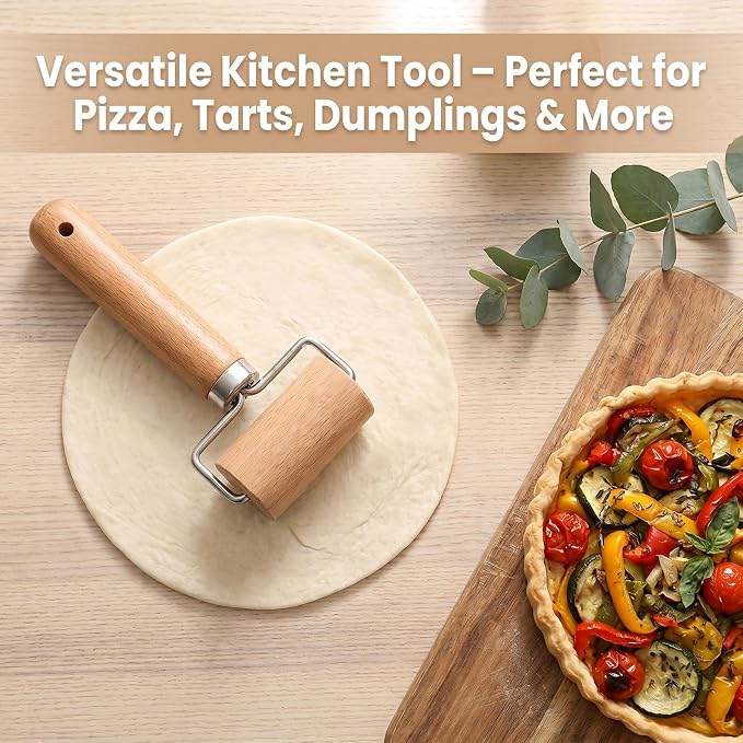 1 Pcs Wooden Dough Roller, Wooden Rolling Pin, Non-Stick Baker Pastry Roller - Image 3