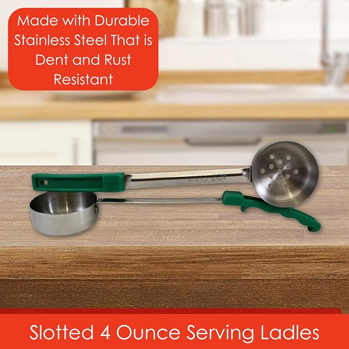 4 Ounce Slotted Stainless Steel Portion Control Ladle Spoon - Image 3