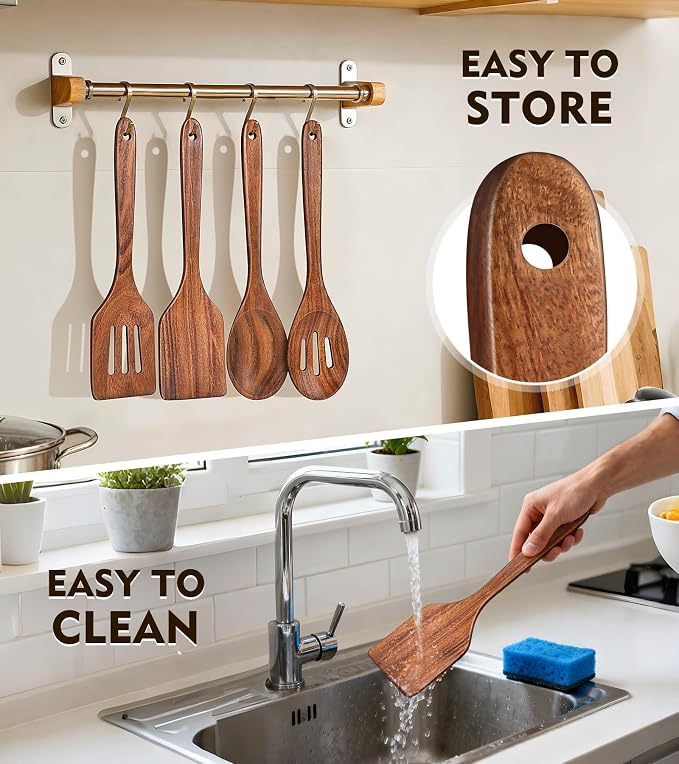 4Pcs Wooden Spatula for Cooking, Acacia Wooden Spatula for Kitchen Use - Image 7