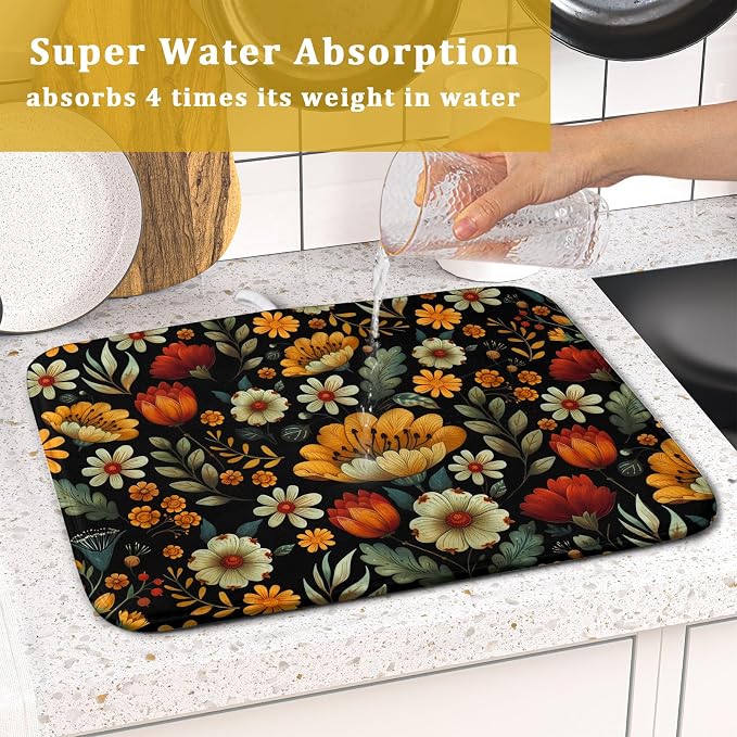 Vintage Boho Floral Dish Drying Mat - Image 7