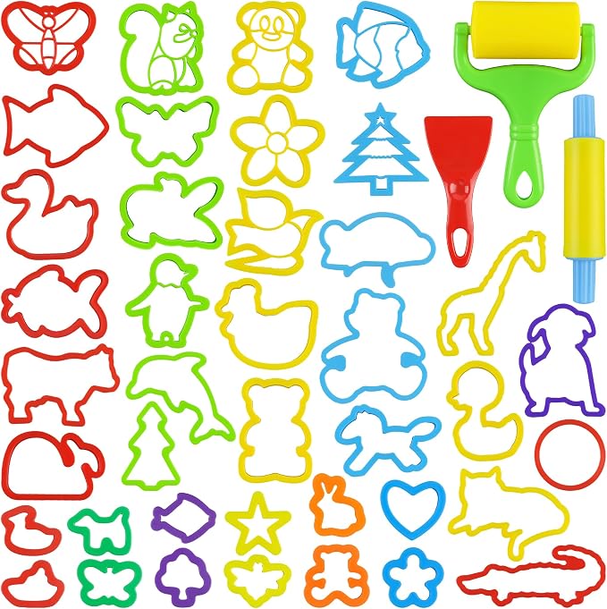 Dough Tools with 40 pcs Plastic Dough Cutters Animal Shapes by LanMa