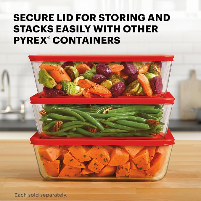Pyrex Simply Store Glass Food Storage Container, Snug Fit Non-Toxic Plastic - Image 5