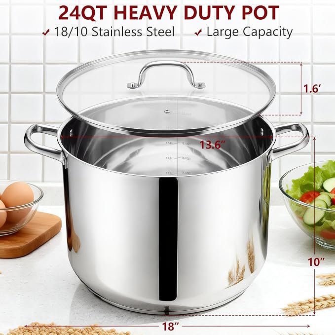 Herogo 24-Quart 18/10 Stainless Steel Stock Pot - Image 2