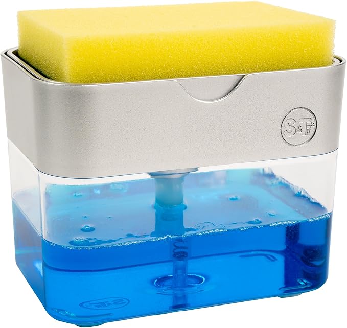 S&T INC. Dish Soap Dispenser and Sponge Holder by STINC
