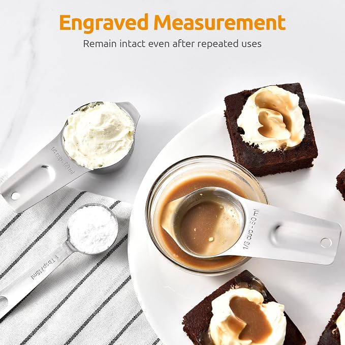 Measuring Cups and Spoons 12 Pieces: U-Taste 18/8 Stainless Steel Kitchen Metal - Image 4