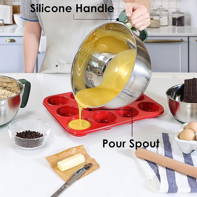 Rorence Mixing Bowls Set: Stainless Steel Non-Slip Bowls - Image 6