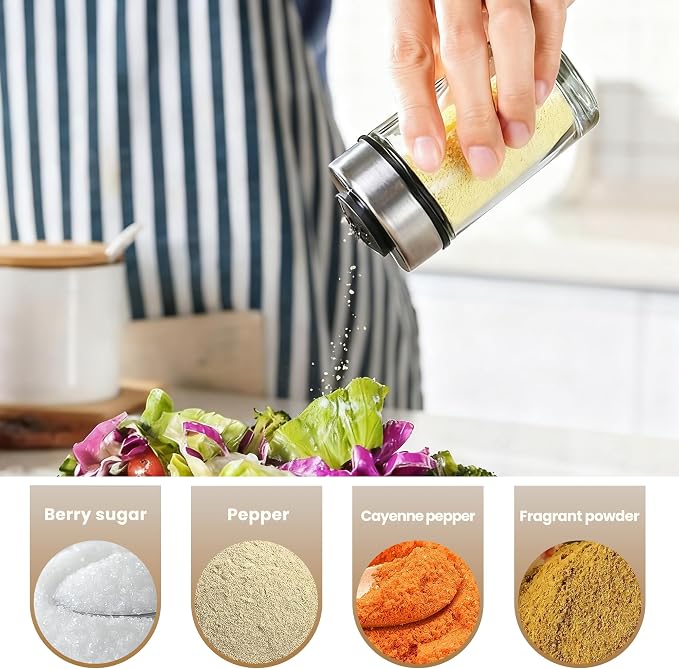 Mlici Oil and Vinegar Dispenser Set of 6 Bottles, Stainless Steel Salt Pepper - Image 8