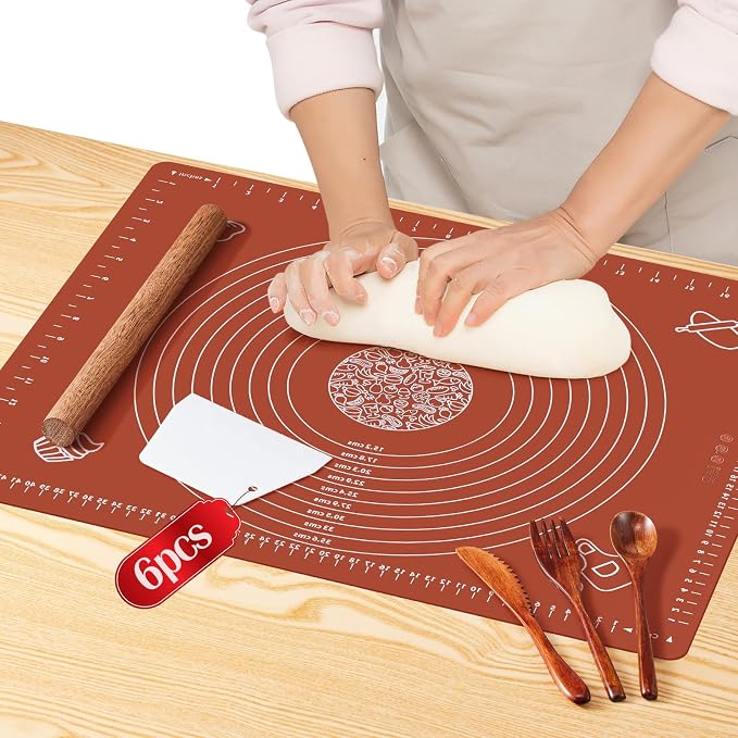 6PCS Silicone Baking Mat Set, Pastry Mat by Leedylove
