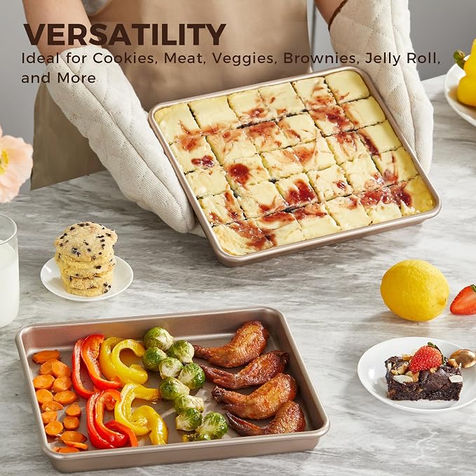 HONGBAKE 2 Pack 11 x 9 Inch Toaster Oven Pans and Trays, Small Baking Sheet Set - Image 4