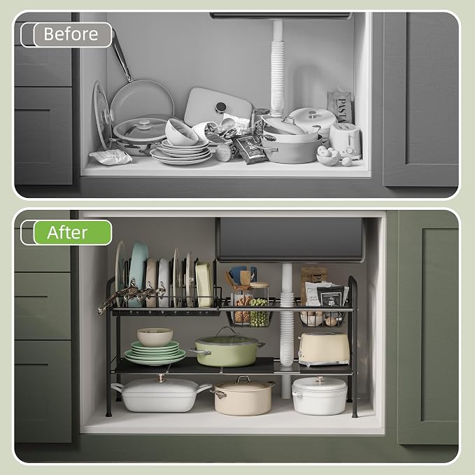 NETEL Adjustable Under Sink Organizers and Storage, Pots and Pans Organizer - Image 6