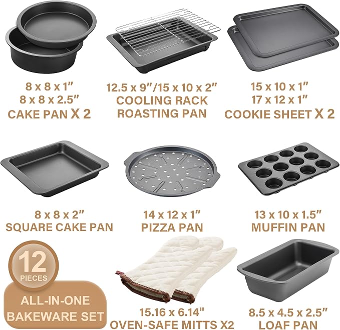 HONGBAKE Bakeware Sets, Baking Pans Set - Image 3