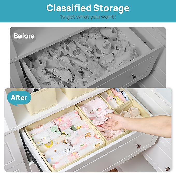 Vtopmart 12 Pack Baby Clothes Organizer, Dresser Drawer Organizer - Image 2