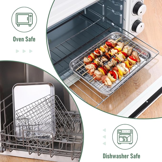 Homikit Toaster Oven Pan with Rack Set, 9 x 7 Inch Small Baking Sheet with Wire - Image 6