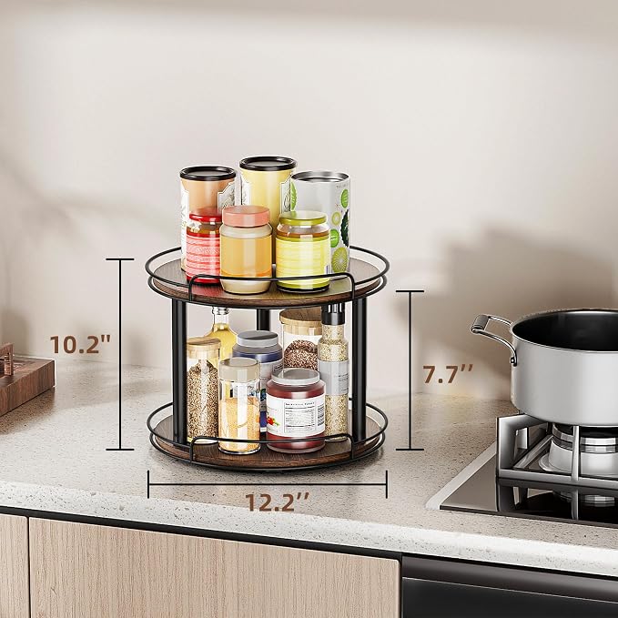 LAMU 12'' Wood Lazy Susan Turntable Organizer - Image 6