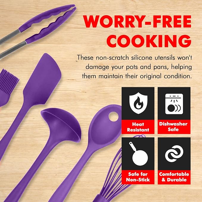 Chef Craft Premium Silicone Kitchen Tool and Utensil Set, 9 Piece - Image 3