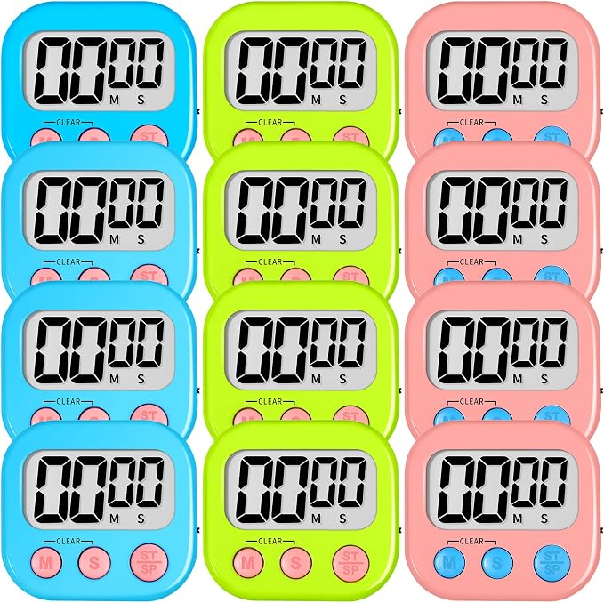 ZILLEEN 12 Pack Kitchen Timers for Cooking Digital Classroom Timers for Kids by ZILLEEN