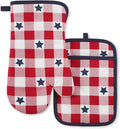 MARTHA STEWART Americana Star Gihgham Oven Mitt & Pot Holder Set, 100% Cotton by MarthaStewart