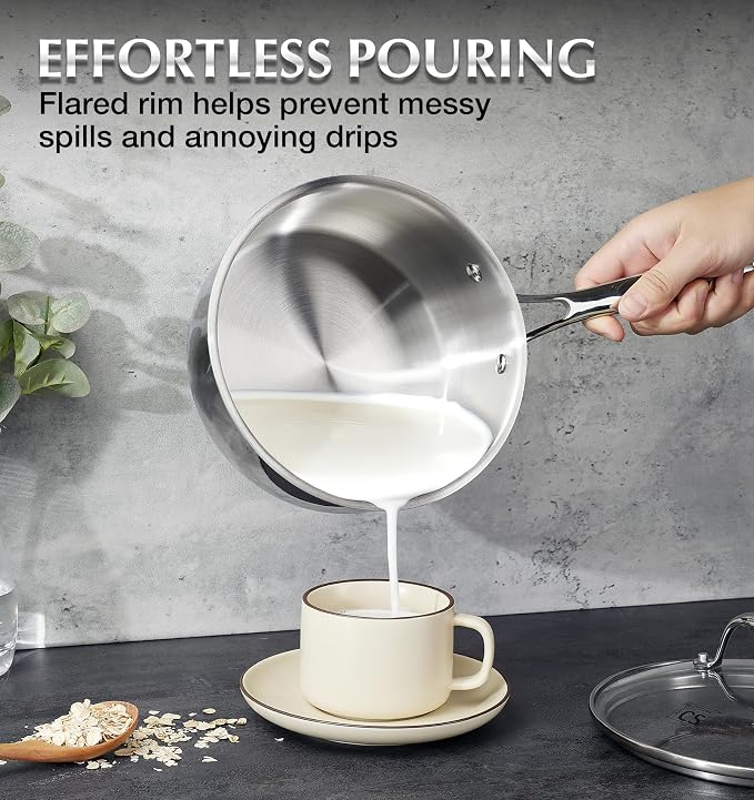 KOCH SYSTEME CS Triply Stainless Steel Saucepan, 3 Quart Stainless Steel Pot - Image 2