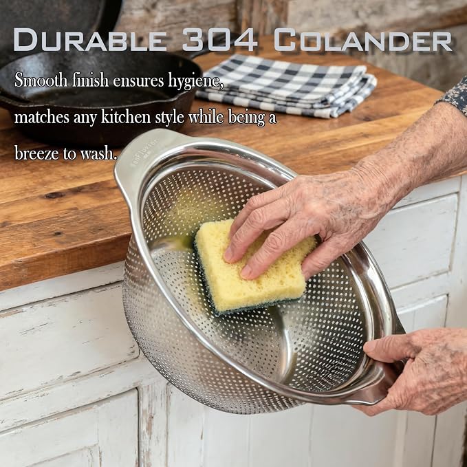 2 PCS Stainless Steel Colander, 3.5 QT 18/8 Stainless Steel Strainer, Colander - Image 6