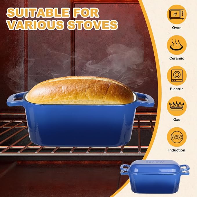 Enameled Dutch Oven for Sourdough Bread Baking, 3.6QT Oval Cast Iron Bread Pan - Image 4