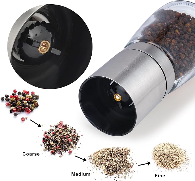 Gulex® Pepper Grinder Pepper Mill, Salt Grinder Refillable, Adjustable - Image 5