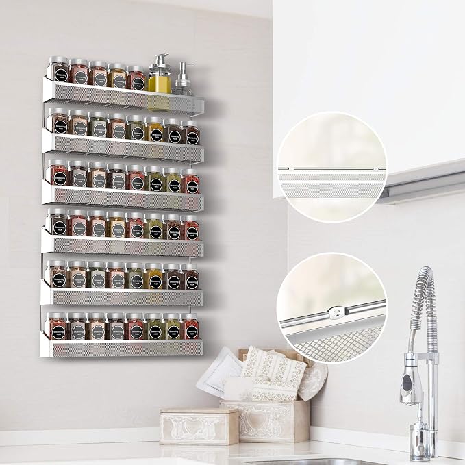 Auledio 2 Pack Spice Rack Organizer, 3 Tier Counter-top Stand or Wall Mounted - Image 8
