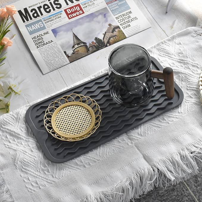 Silicone Dish Drying Mat, Non-Slip Easy Clean Sink Mat Large Heat-resistant - Image 5