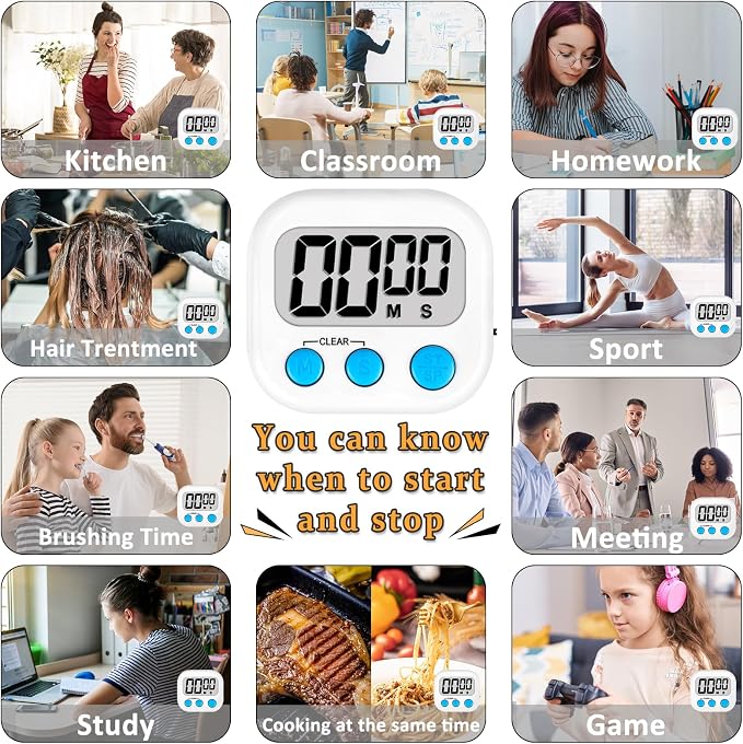 ZILLEEN 12 Pack Kitchen Timers for Cooking Digital Classroom Timers for - Image 5