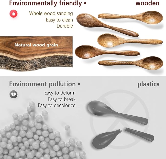 7 PCS Small Wooden Spoons, 5.8 Inch Honey Spoons - Image 4
