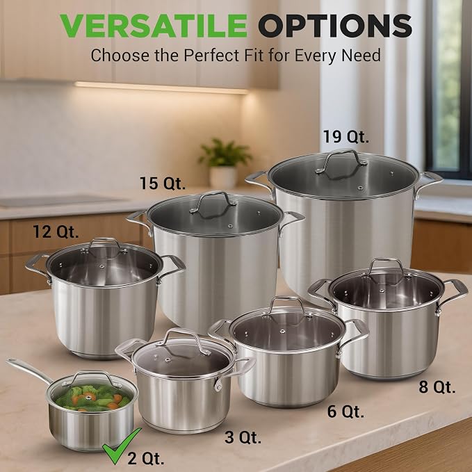 NutriChef 2 Quart Stainless Steel Saucepan - Image 2