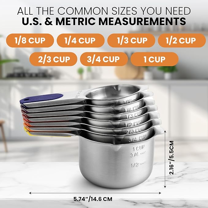 Spring Chef Magnetic Stainless Steel Measuring Cups, Kitchen Tools - Image 3