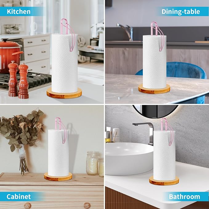 Wood Paper Towel Holder Countertop, TONLEA Kitchen Paper Towel Holder - Image 6