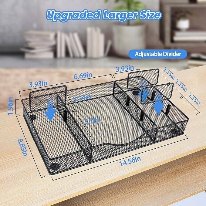 VyGrow Desk Drawer Organizer, Metal Mesh Drawer Organizer Tray - Image 4