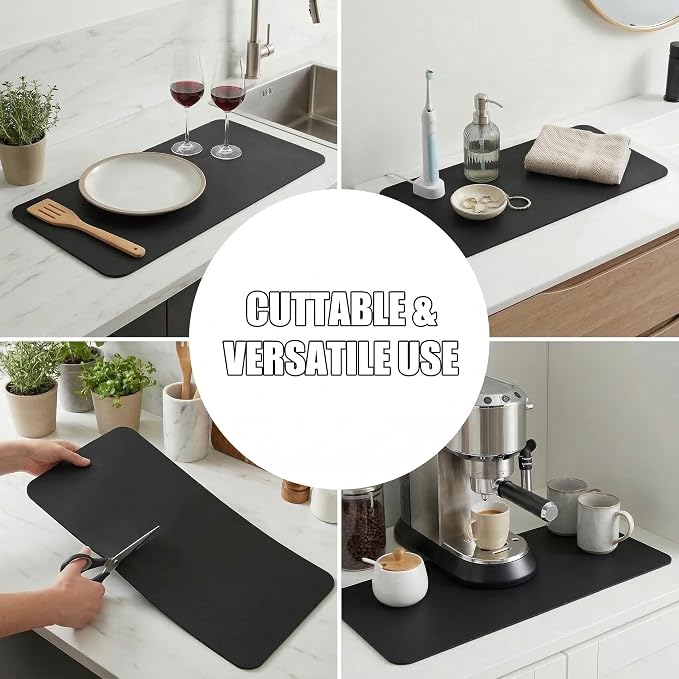 2PCS Customizable Small Dish Drying Mat: 18"L x 9"W Trimmable Quick Dry Pad - Image 3