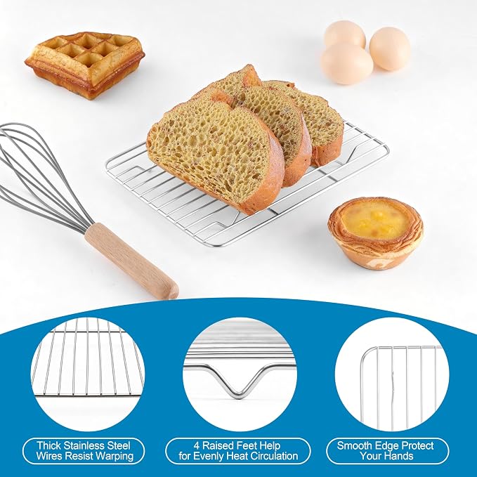 Herogo Baking Sheet with Wire Rack Set, 9.2'' x 7'' x 1'' Stainless Steel - Image 4