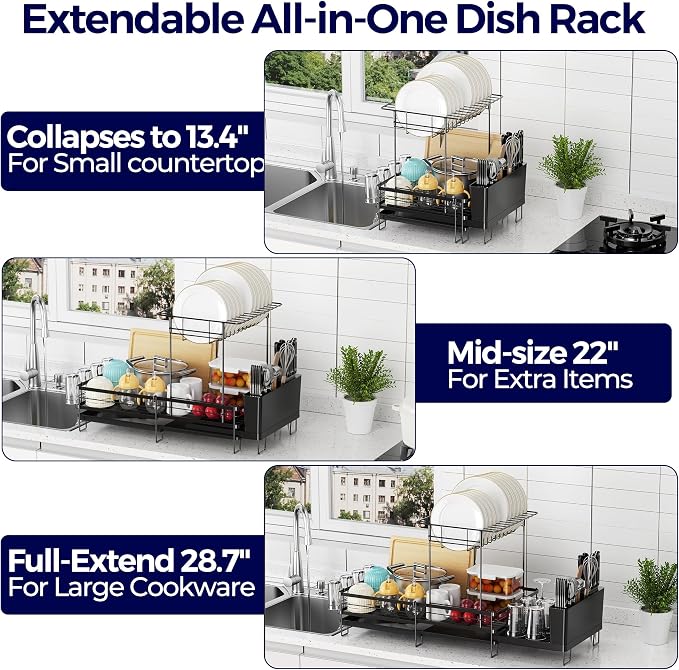 Large Dish Drying Rack, Expandable Dish Rack - Image 2