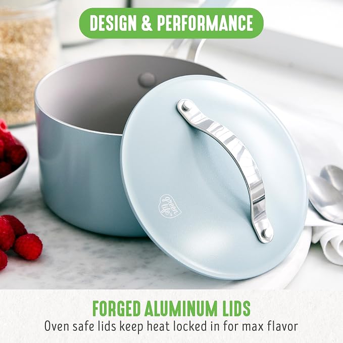 GreenLife 10-Piece Nonstick Ceramic Cookware Set, Lightweight Healthy PFAS-Free - Image 5