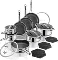 Pots and Pans Set Hybrid Stainless Steel, Dishwasher & Oven Safe, Metal Utensil by Roomena