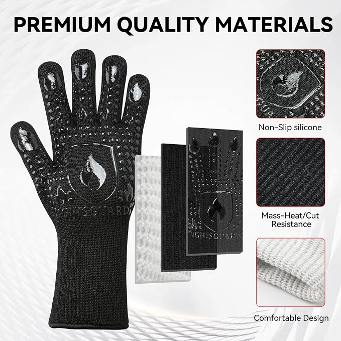 BBQ & Grill Gloves, Oven Gloves, 1472°F Silicone Oven Mitts Heat Resistant - Image 5