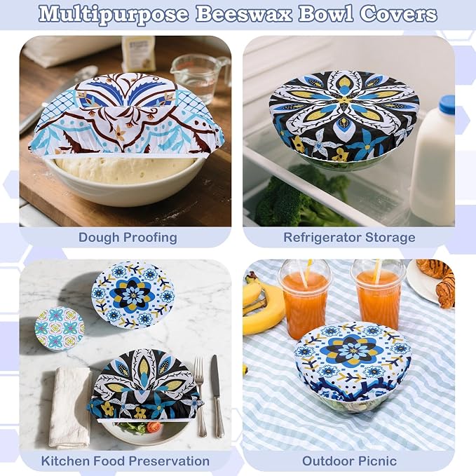 5-Size Reusable Beeswax Bowl Covers - Image 5