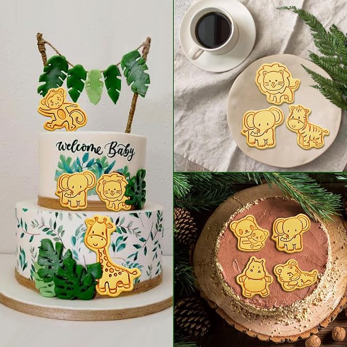 Animal Cookie Cutters With Plunger Stamps Set, 8 Piece 3D Animal Embossing - Image 6
