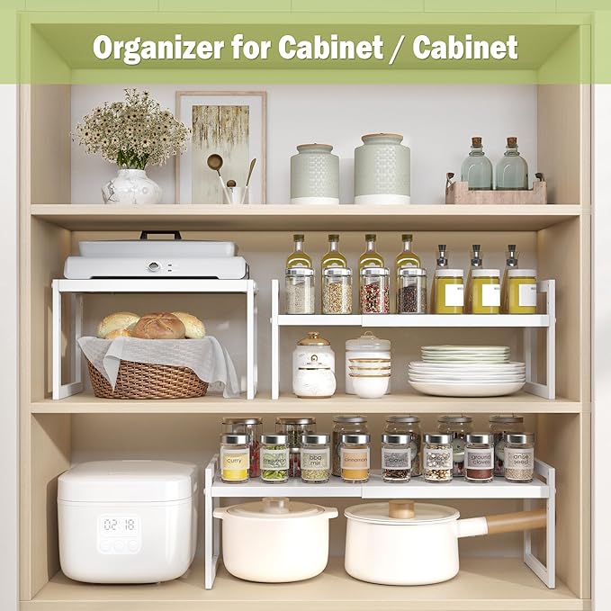 DOLALIKE Expandable Kitchen Countertop Organizer, Stackable Cabinet Shelf - Image 3