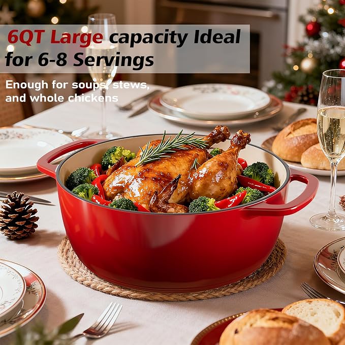Umite Chef 6QT Enameled Cast Iron Dutch Oven - Image 6