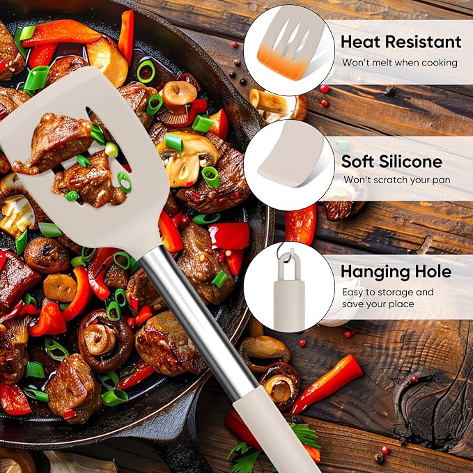 TeamFar Kitchen Utensils Set of 8, Silicone Utensils Kitchen Tools Set - Image 3