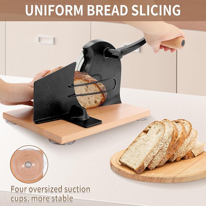 CAWIU Manual Bread Slicer with Hand Crank- Adjustable Thickness Bread Cutter - Image 5