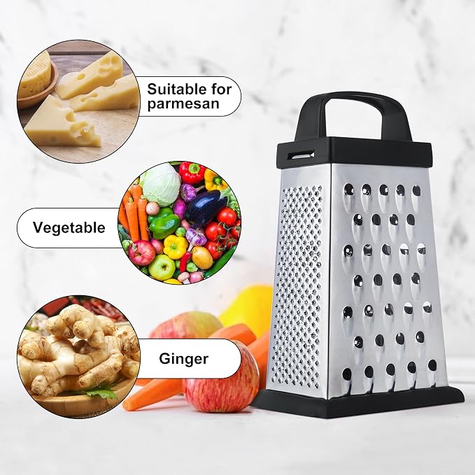 Cheese Grater, Mini Size 4-Sided Stainless Steel Grater, Food Shredder - Image 4